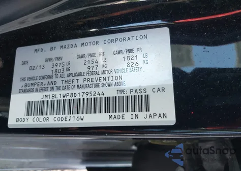 2013 Mazda 3 I Grand Touring from USA, damaged, VIN JM1BL1WP8D1795244